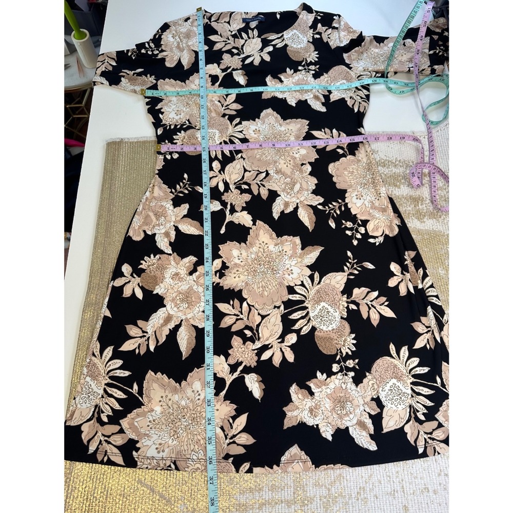 TOMMY HILFIGER Black & Beige Floral Lightweight Shift Dress 3/4 Bell Sleeves | 8 - Picture 11 of 11